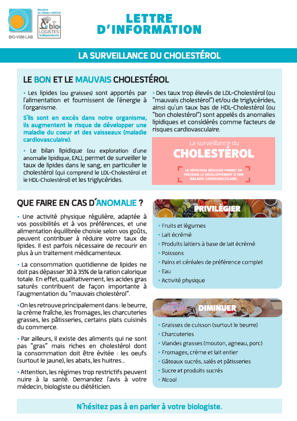 La surveillance du cholestérol